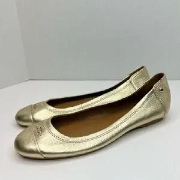 Coach Shoes - Coach Chelsea Metallic Tmbld Ballet Flats Sz 8M